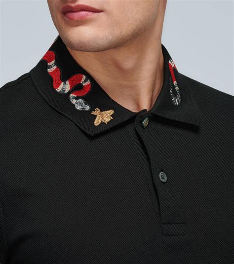 gucci polo snake|gucci navy striped polo shirt.